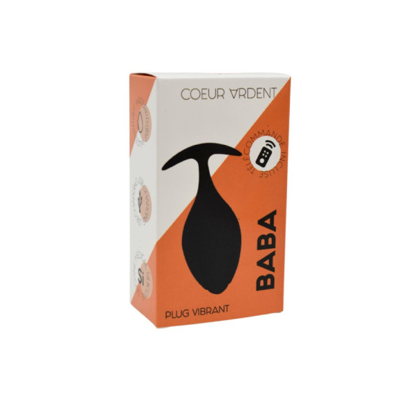 BABA, Plug vibrant anal noir USB, avec télécommande 